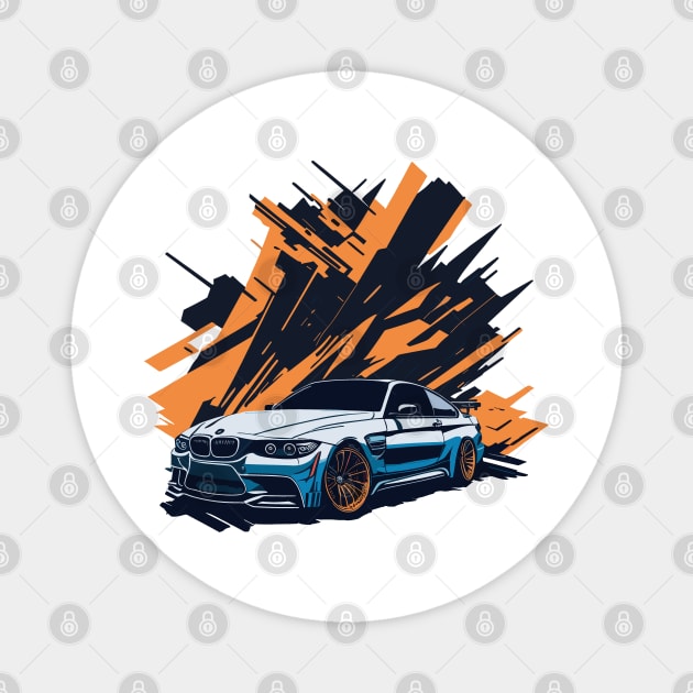 Bmw M4 F10 Vintage Car Art Magnet by Cruise Dresses